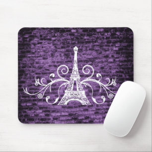 Tapis De Souris Panier à souris violet Tour Eiffel