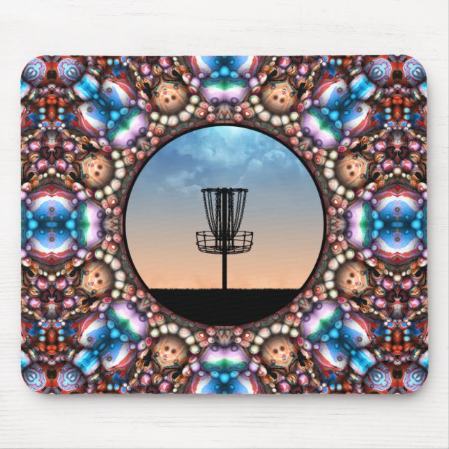 Tapis De Souris Panier de golf sur disque (Devant)