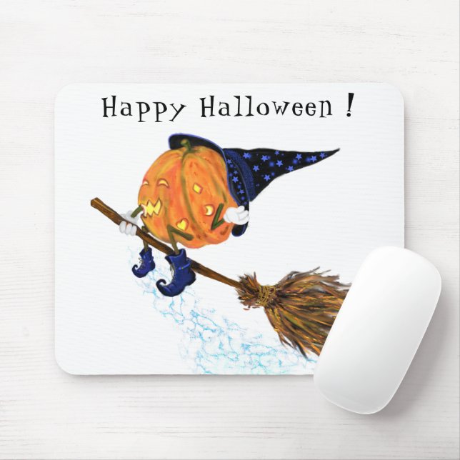 Tapis De Souris Panier de souris Citrouille de sorcière Halloween (Avec souris)