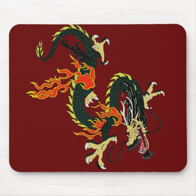 Tapis De Souris Panier de souris de dragon chinois noir (Devant)