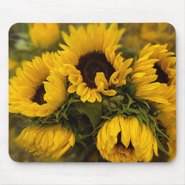 Tapis De Souris Panier de souris flou de tournesol (Devant)