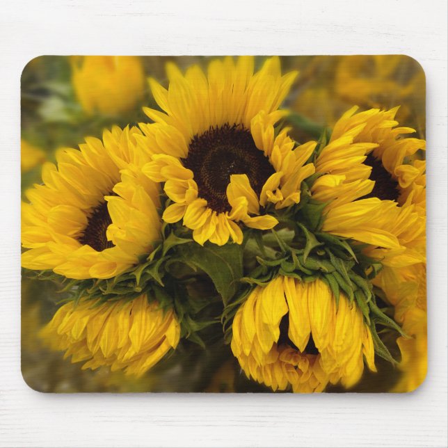Tapis De Souris Panier de souris flou de tournesol (Devant)