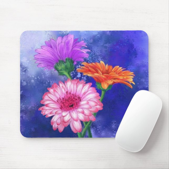 Tapis De Souris Panier de souris Gerberas de trois couleurs (Avec souris)