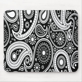Tapis De Souris Panier de souris noir et blanc Paisley