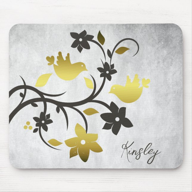 Tapis De Souris Panier de souris personnalisé Lovebirds Gold (Devant)