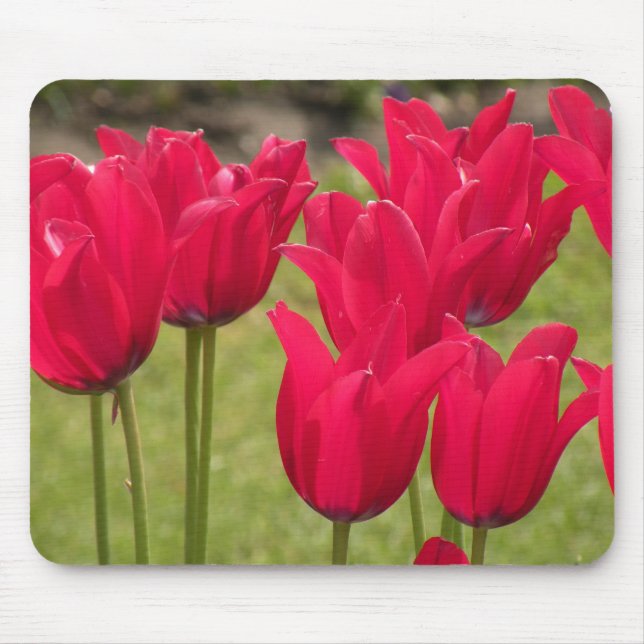 Tapis De Souris Panier de souris rose foncé ou rouge avec tulipes (Devant)