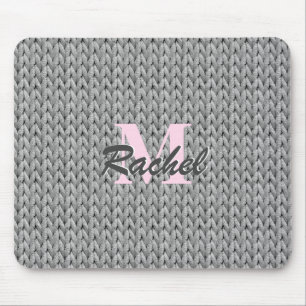 Tapis De Souris Panier de souris texturé gris avec monogramme