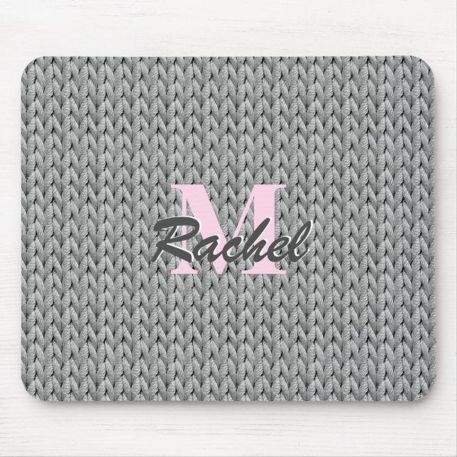 Tapis De Souris Panier de souris texturé gris avec monogramme (Devant)