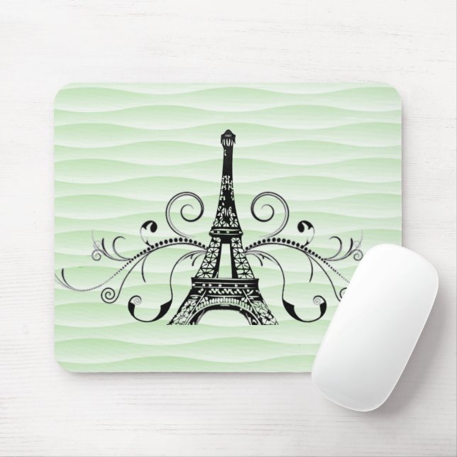 Tapis De Souris Panier de souris vert Tour Eiffel (Avec souris)