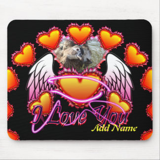 Tapis De Souris Panneau 3 cœurs ailes d'ange Je t'aime.