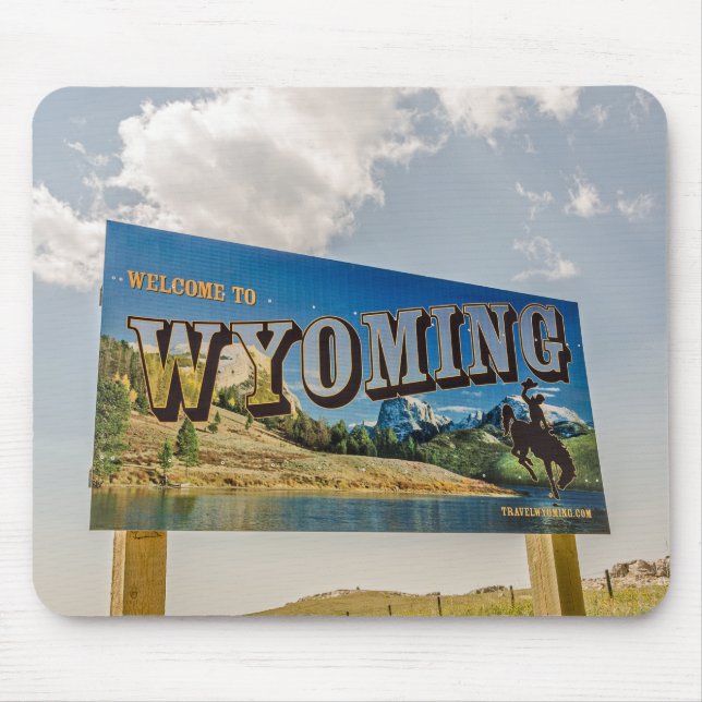 Tapis De Souris Panneau de bienvenue au Wyoming - Frontières d'Éta (Devant)