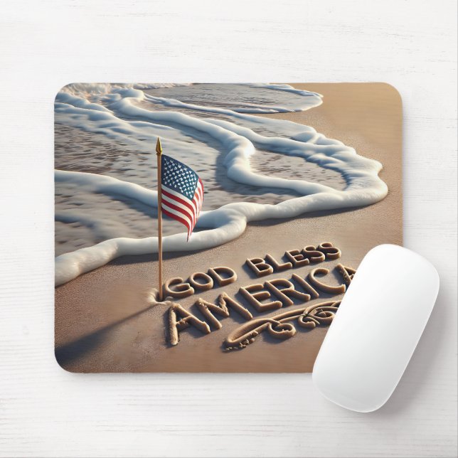 Tapis De Souris Panneau de plage God Bless America (Avec souris)