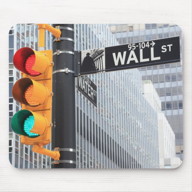 Tapis De Souris Panneau de signalisation lumineuse et Wall Street (Devant)