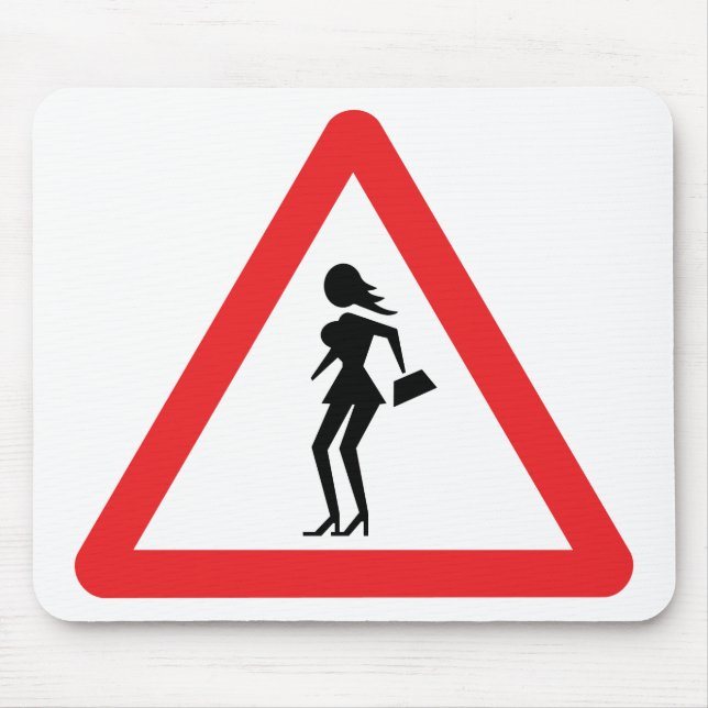 Tapis De Souris Panneau de signalisation routière de la Prostitute (Devant)