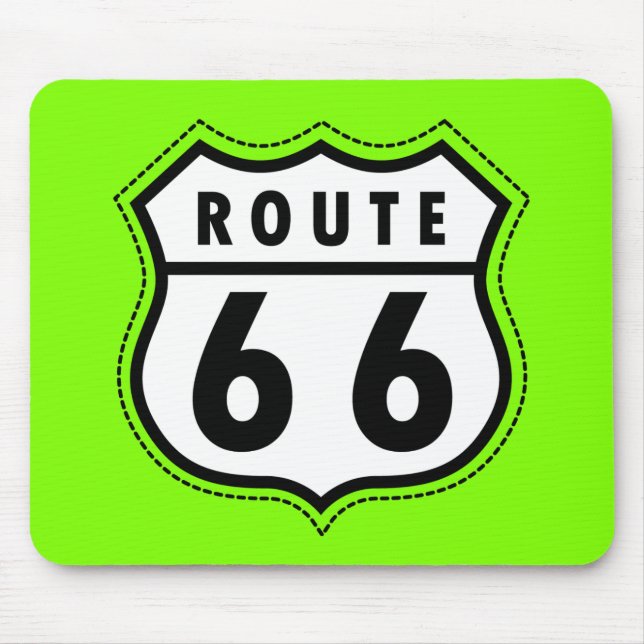 Tapis De Souris Panneau routier Chartreuse, Neon Green Route 66 (Devant)