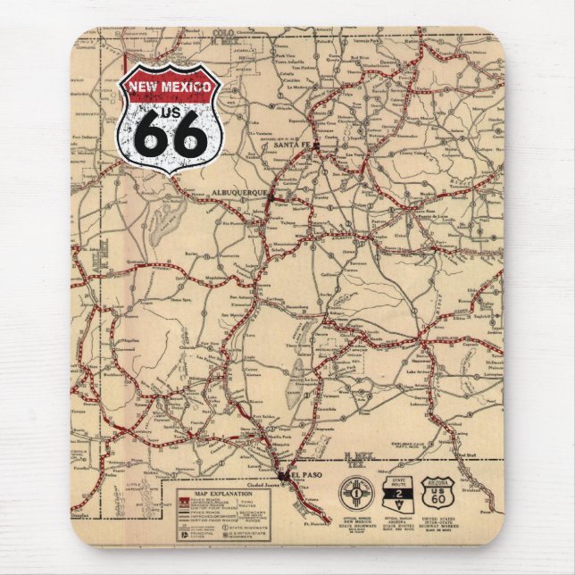 Tapis De Souris Panneau routier historique de route (Devant)
