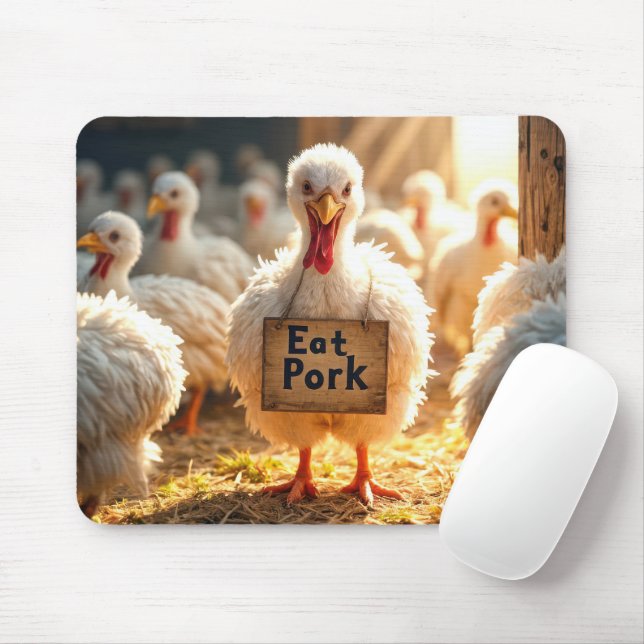 Tapis De Souris Panneau Turquie avec "Mange du porc" (Avec souris)