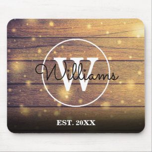 Tapis De Souris Panneaux en bois rustique Monogramme