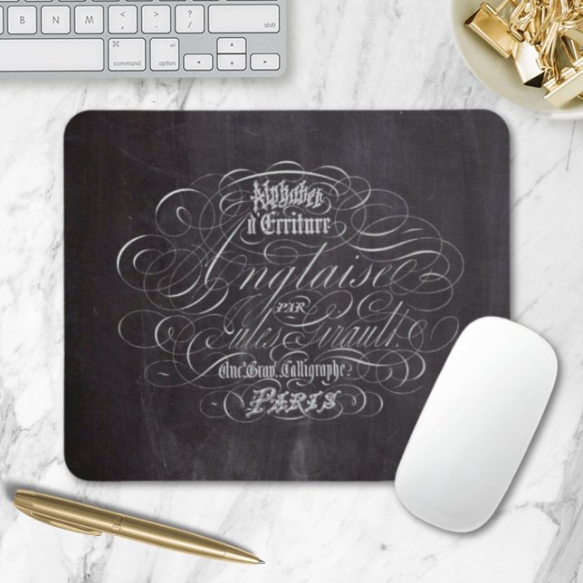 Tapis De Souris Panneaux rougeâtres à Paris Scripts français (Paris rustic country chalkboard French Scripts Mouse Pad)