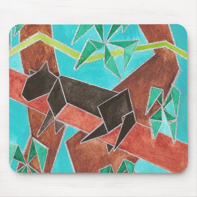 Tapis De Souris Panthère de la jungle Art abstrait original (Devant)