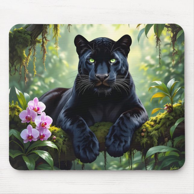 Tapis De Souris Panthère noire dans la jungle (Devant)