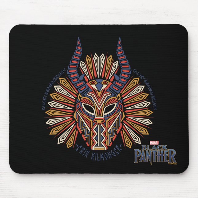 Tapis De Souris Panthère noire | Erik Killmonger Icône de masques  (Devant)