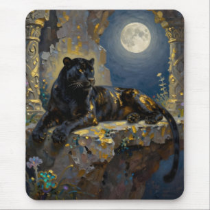 Tapis De Souris Panthère noire sous la pleine lune