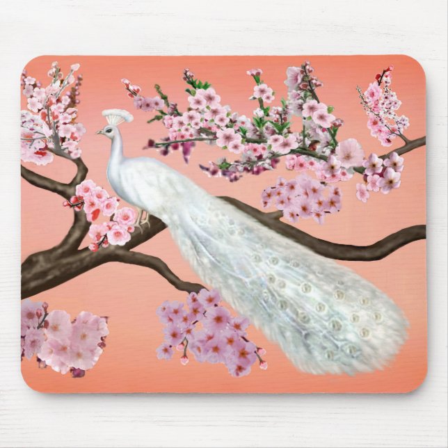 Tapis De Souris Paon de fleurs de cerisier (Devant)