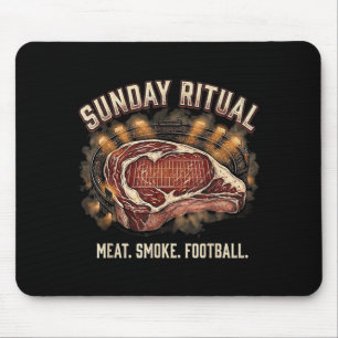 Tapis De Souris Papa BBQ Football Cadeau Viande Fumée Football
