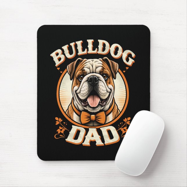 Tapis De Souris Papa Bouledogue – Cute Vintage Bouledogue Fête des (Avec souris)