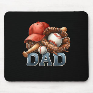 Tapis De Souris Papa de baseball Fête des pères Joueur de baseball