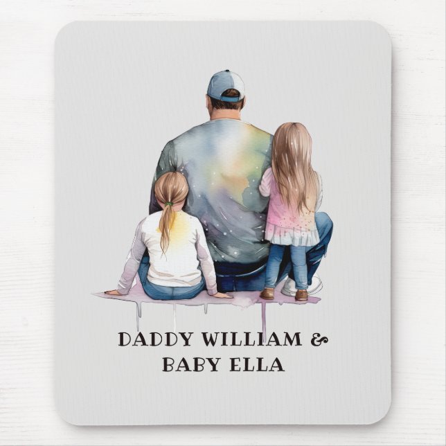Tapis De Souris Papa et filles personnalisées (9) (Devant)