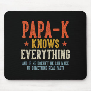 Tapis De Souris Papa-k sait tout fête des pères rétro vintage