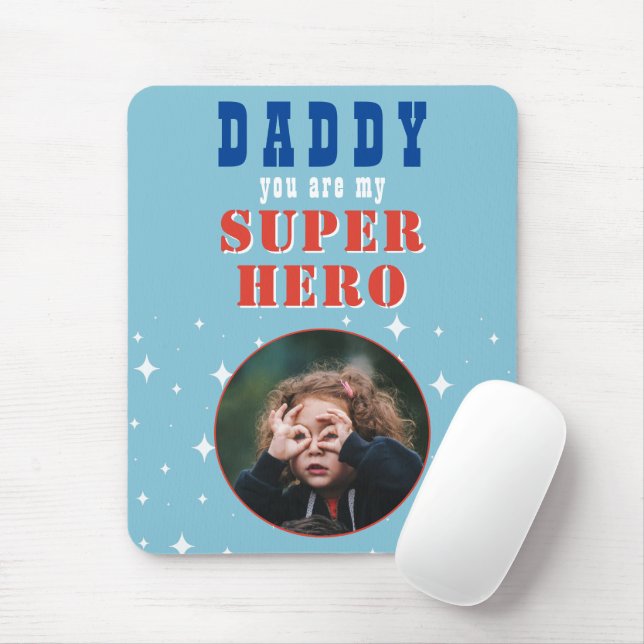 Tapis De Souris Papa ma Superhero Fête des pères photo amusante (Avec souris)