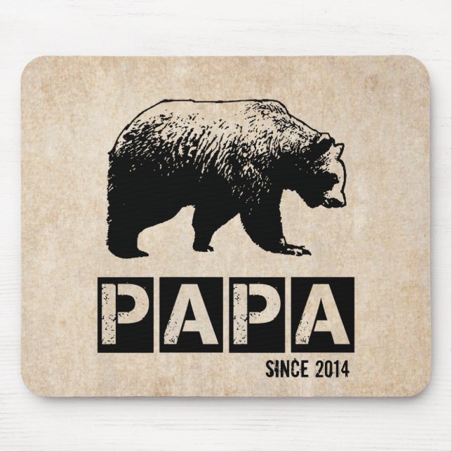 Tapis De Souris Papa ours pour Papa 2014, Noir Grunge (Devant)
