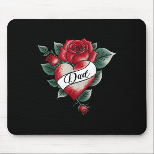 Tapis De Souris Papa Rose Tatouage de coeur Valentines Jour Corres