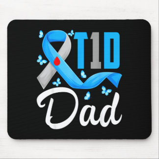 Tapis De Souris Papa T1d ruban bleu gris de sensibilisation au dia