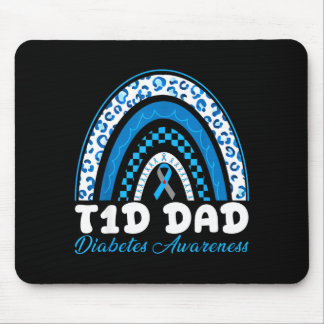 Tapis De Souris Papa T1d ruban bleu gris de sensibilisation au dia
