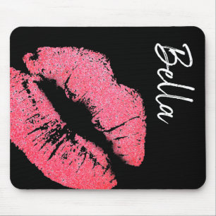 Tapis De Souris Papier à lèvres rose lèvre tache noir blanc mignon