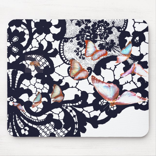 TAPIS DE SOURIS PAPIER À SOURIS MOTIF DE LACE NOIR ANTIQUE (Devant)