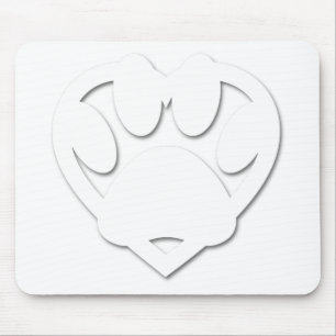 Tapis De Souris Papier Coupe Chien Paw Et Forme Coeur