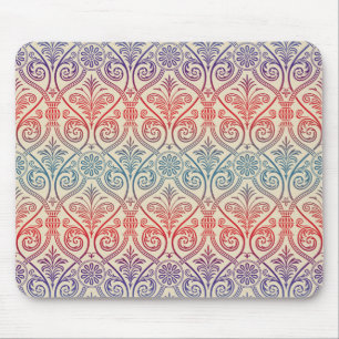 Tapis De Souris Papier peint damassé vintage - bleu violet rouge