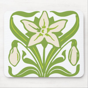 Tapis De Souris Papier peint floral vintage Art Nouveau