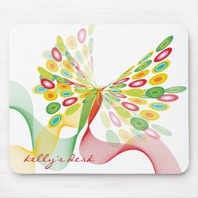 Tapis De Souris Papillon abstrait d'art moderne de points de (Devant)