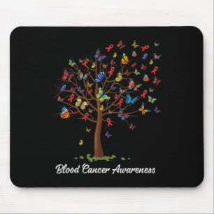 Tapis De Souris Papillon Arbre Beau Rouge Ruban Cancer du Sang A