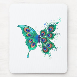 Tapis De Souris Papillon aux plumes de paon vert