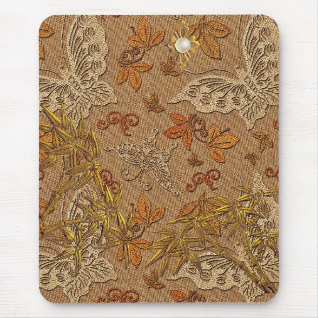 Tapis De Souris Papillon beige doré Mousepad 2 (Devant)