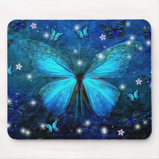 Tapis De Souris Papillon bleu élégant (Devant)