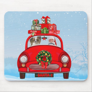 Tapis De Souris Papillon Chien En Voiture Avec Le Père Noël