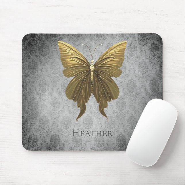 Tapis De Souris Papillon damassé à bijoux en or (Avec souris)